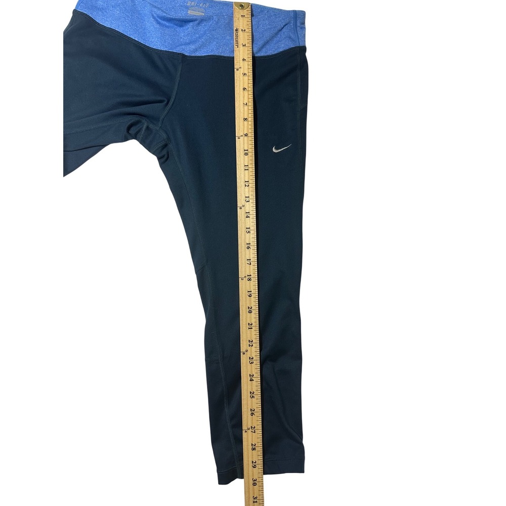 Nike Dri-FIT Running Leggings Women Large Blue Excellent Crop Zipper Pocket - Picture 12 of 14